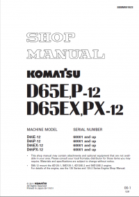 repair manual Komatsu Bulldozer D65E,P-12, D65EX,PX-12 Shop Manual PDF