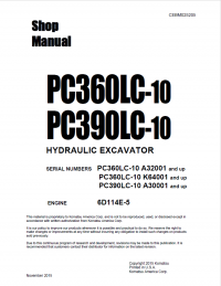 repair manual Komatsu Hydraulic Excavator PC360LC-10, PC390LC-10 Shop Manuals PDF