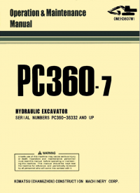 repair manual Komatsu Hydraulic Excavator PC360-7 Operation and Maintenance Manual PDF