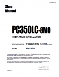 repair manual Komatsu Hydraulic Excavator PC350LC-8M0 Shop Manual PDF
