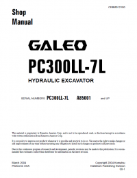 repair manual Komatsu Hydraulic Excavator PC300LL-7L Shop Manual PDF