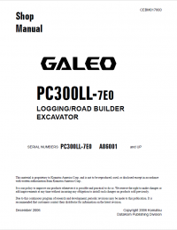 repair manual Komatsu PC300LL-7E0 Logging/Road Builder Excavator Shop Manual PDF