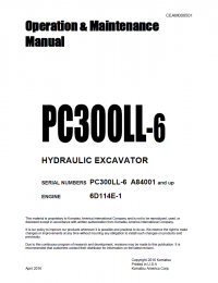  Komatsu Logging Excavator PC300LL-6 Operation and Maintenance Manual PDF