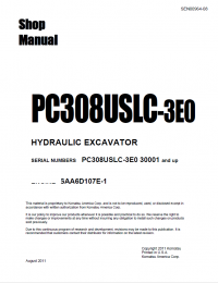 repair manual Komatsu Hydraulic Excavator PC308USLC-3E0 Shop Manual PDF