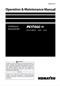 repair manual Komatsu Hydraulic Excavator PC170LC-11 Operation and Maintenance Manual PDF