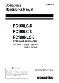 repair manual Komatsu Hydraulic Excavator PC160/190LC-8, PC190NLC-8 Set of Operation and Maintenance Manuals PDF
