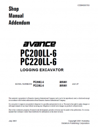 repair manual Komatsu PC200LL-6, PC220LL-6 Logging Excavator Shop Manual PDF