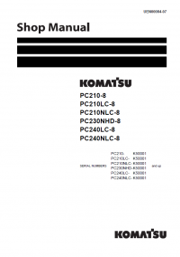 repair manual Komatsu Hydraulic Excavator PC210-8, PC210LC/NLC-8, PC230NHD-8, PC240LC/NLC-8 Shop Manual PDF