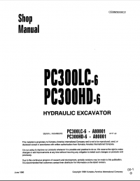 repair manual Komatsu Hydraulic Excavator PC300LC-6, PC300HD-6 Shop Manual PDF