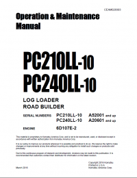 repair manual Komatsu PC210LL-10, PC240LL-10 Log Loader Road Builder Operation and Maintenance Manual PDF