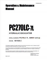 repair manual Komatsu Hydrauylic Excavator PC270LC-7L Operation and Maintenance Manual PDF