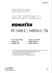 repair manual Komatsu Hydraulic Excavator PC340LC, 340NLC-7K Shop Manual PDF