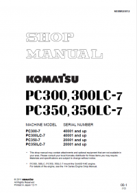 repair manual Komatsu PC300, 300LC-7, PC350, 350LC-7 Hydraulic Excavator Shop Manual PDF