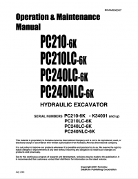 repair manual Komatsu PC210-6K, PC210/240LC-6K PC240NLC-6K Hydraulic Excavator Set of Manuals PDF