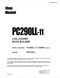 repair manual Komatsu PC290LL-11 Log Loader Road Builder Shop Manual PDF