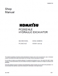 repair manual Komatsu Hydraulic Excavator PC200Z-6LE Shop Manual PDF