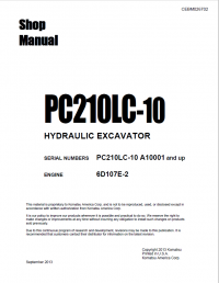 repair manual Komatsu Hydraulic Excavator PC210LC-10 Shop Manual PDF