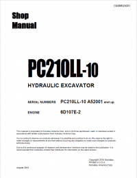 repair manual Komatsu Hydraulic Excavator PC210LL-10 Shop Manual PDF