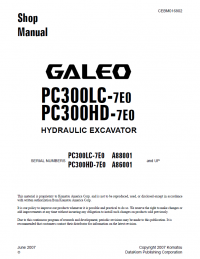 repair manual Komatsu Hydraulic Excavator PC300LC-7EO, PC300HD-7EO Shop Manual PDF