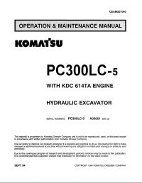 repair manual Komatsu Hydraulic Excavator PC300LC-5 with KDC 614TA Engine Operation and Maintenance Manual PDF