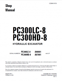 repair manual Komatsu Hydraulic Excavator PC300LC-8, PC300HD-8 Shop Manual PDF