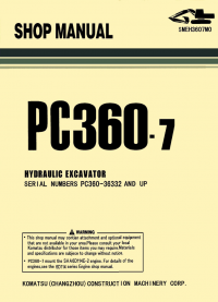 repair manual Komatsu Hydraulic Excavator PC360-7 Shop Manual PDF