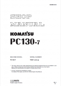 repair manual Komatsu Hydraulic Excavator PC130-7 Shop Manual PDF