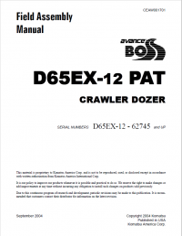 repair manual Komatsu D65EX-12 PAT Crawler Dozer Field Assembly Manual PDF
