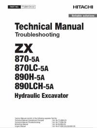 repair manual Hitachi Hydraulic Excavator ZX870(LC)-5A, ZX890(LC)H-5A Troubleshooting Technical Manual PDF