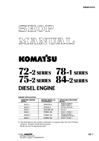 repair manual Komatsu Diesel Engine 72/75/84-2 Series, 78-1 Series Shop Manual PDF