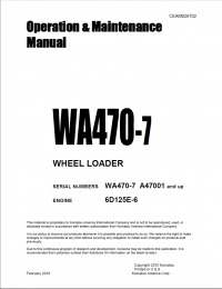 repair manual Komatsu Wheel Loader WA470-7 Set of Operation and Maintenance Manuals PDF