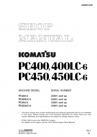 repair manual Komatsu Hydraulic Excavator PC400, 400LC-6, PC450, 450LC-6 Shop Manual PDF
