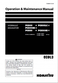 repair manual Komatsu Hydraulic Excavator PC800/LC/SE-8, PC850/SE-8 Operation and Maintenance Manual PDF