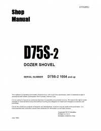 repair manual Komatsu Crawler Dozer D75S-2 Shop Manual PDF