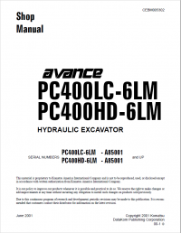 repair manual Komatsu Hydraulic Excavator PC400LC-6LM, PC400HD-6LM Shop Manual PDF
