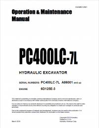 repair manual Komatsu Hydraulic Excavator PC400LC -7L Operation and Maintenance Manual PDF
