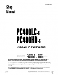 repair manual Komatsu Hydraulic Excavator PC400LC-6, PC400HD-6 Shop Manual PDF