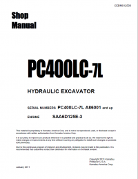 repair manual Komatsu Hydraulic Excavator PC400LC -7L Shop Manual PDF