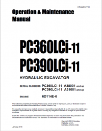 repair manual Komatsu Hydraulic Excavator PC360LCi-11, PC390LCi-11 Set of Operation and Maintenance Manuals PDF