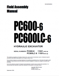 repair manual Komatsu Hydraulic Excavator PC600-6, PC600LC-6 Set of Field Assembly Manuals PDF