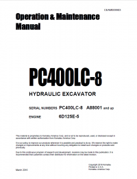 repair manual Komatsu Hydraulic Excavator PC400LC-8 Operation and Maintenance Manual PDF