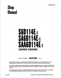 repair manual Komatsu Engine S6D114E-1, SA6D114E-1, SAA6D114E-1 Shop Manual PDF