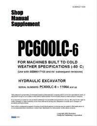 repair manual Komatsu Hydraulic Excavator PC600LC-6 Shop Manual Supplement PDF