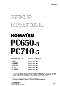 repair manual Komatsu Hydraulic Excavator PC650-5, PC710-5 Shop Manual PDF