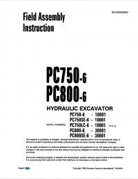repair manual Komatsu Hydraulic Excavator PC750-6, PC800-6 Field Assembly Instruction PDF