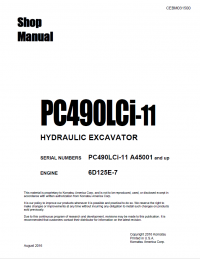 repair manual Komatsu Hydraulic Excavator PC490LCi-11 Shop Manual PDF