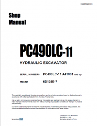 repair manual Komatsu Hydraulic Excavator PC490LC-11 Shop Manual PDF