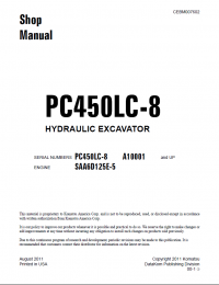 repair manual Komatsu Hydraulic Excavator PC450LC-8 Shop Manual PDF