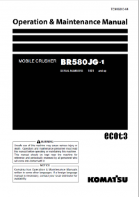 repair manual Komatsu BR580JG-1 Mobile Crusher Operation and Maintenance Manual PDF