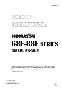 repair manual Komatsu Diesel Engine 68E-88E Series Shop Manual PDF
